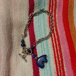 QVC CAROLYN POLLACK STERLING TOGGLE LAPIS BRACELET